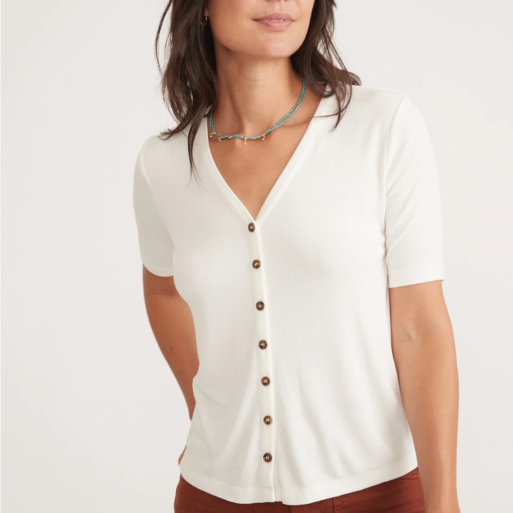Marine Layer Lexi Rib Button Top